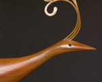 Redwood quail sculpture, mended