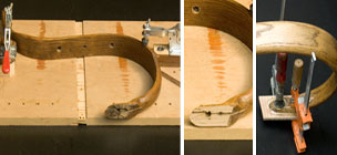 Restoration of a mahogany and maple inlaid chair-back.