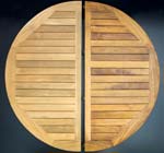 Round outdoor teak table top nearly refinished